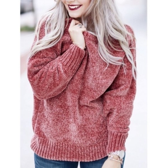 Orvis Sweaters - Orvis Chenille Relaxed Pullover Sweater Dusty Rose